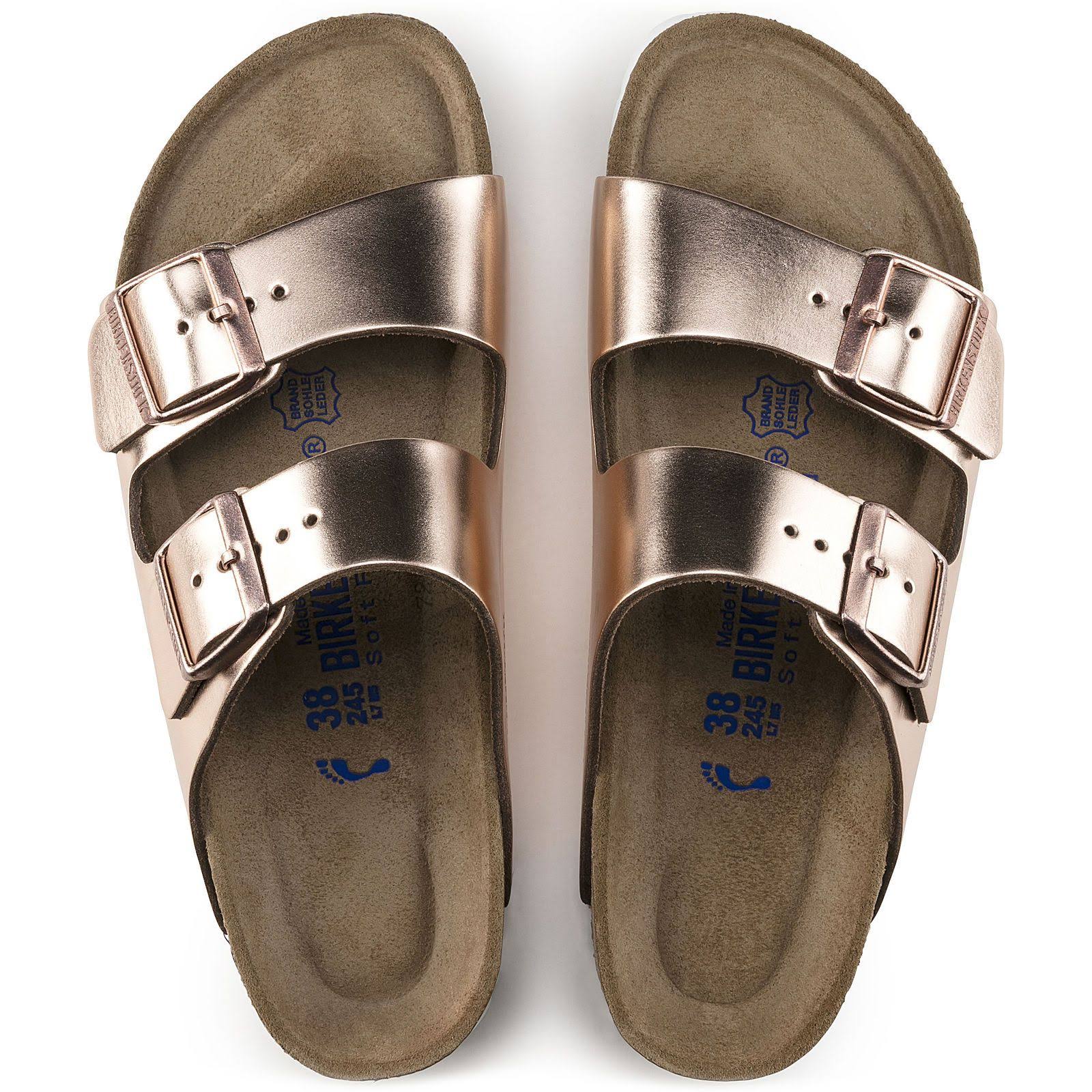 Arizona Soft Footbed Leather Sandal, Metallic Silver, 39