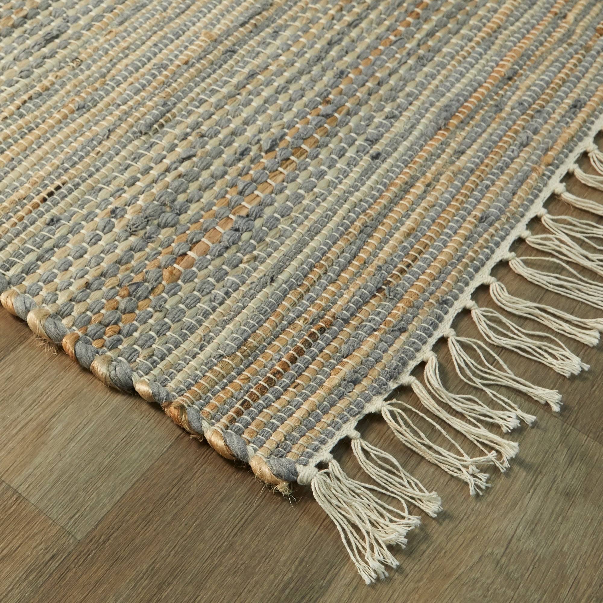 Papilio Hunter Sisal Flatweave Natural Fiber Jute Area Rug - 5&3x22 x 6&7x22 - Black