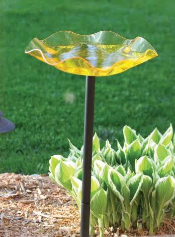 Birds Choice Pole Mounted Acrylic Bird Bath, Yellow
