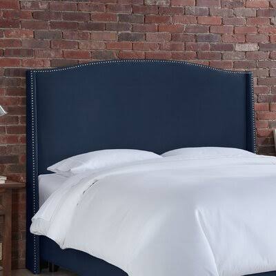 Orta Contemporary Upholstered Wingback Headboard Birch Lane Size: Queen, Upholstery: Navy