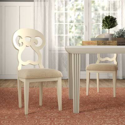 Rossetti Upholstered Dining Chair (Set of 2) Frame Color: Distressed White