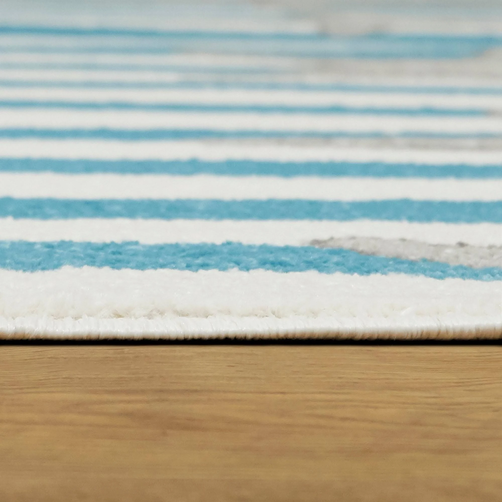 Balta Sereia Starfish Print Striped Teal/Navy 8 ft. x 10 ft. Area Rug