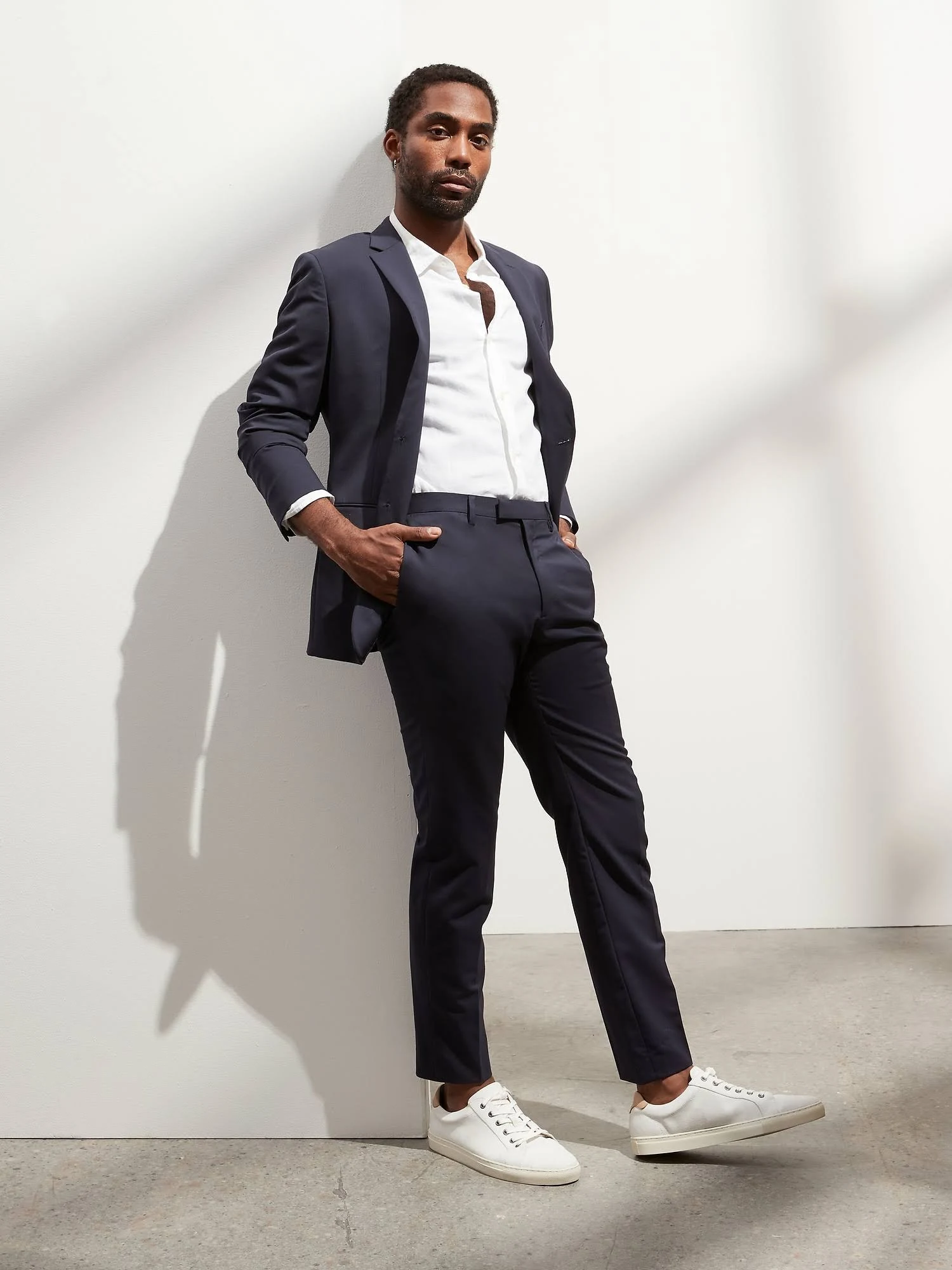 Banana Republic Men's Slim Solid Italian Wool Suit Pant Navy Size 35W 32L