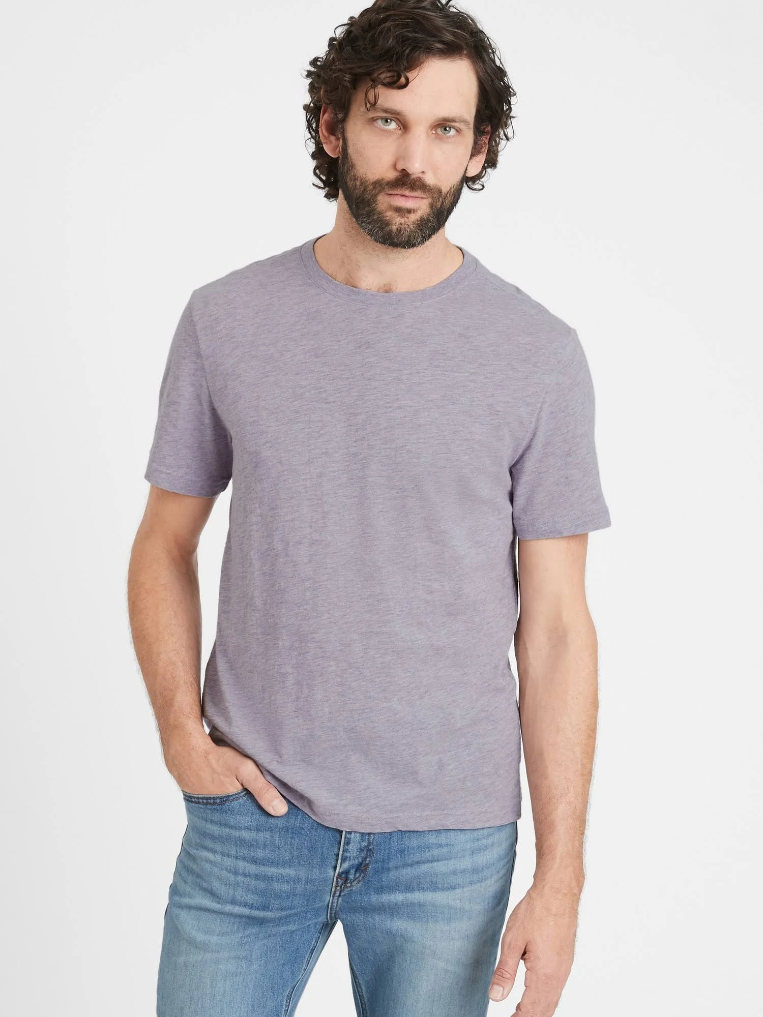 Banana Republic Men's Organic Soft Wash Crew-Neck T-Shirt Soft Lilac Size S