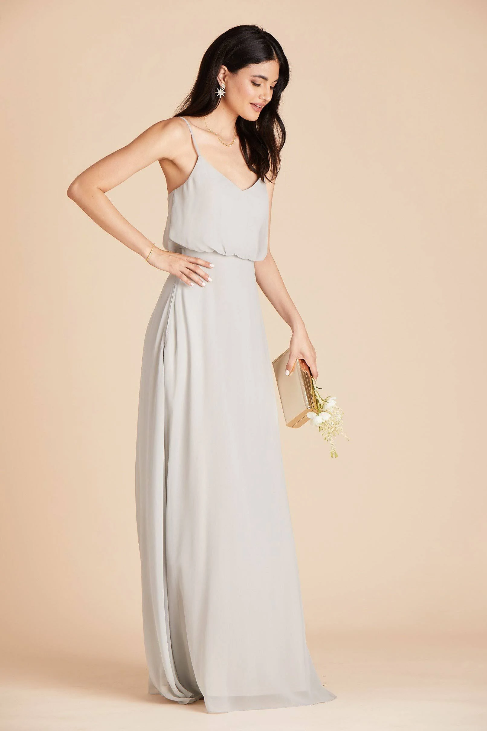 Gwennie Chiffon Bridesmaid Dress in Dove Gray XL / Dove Gray