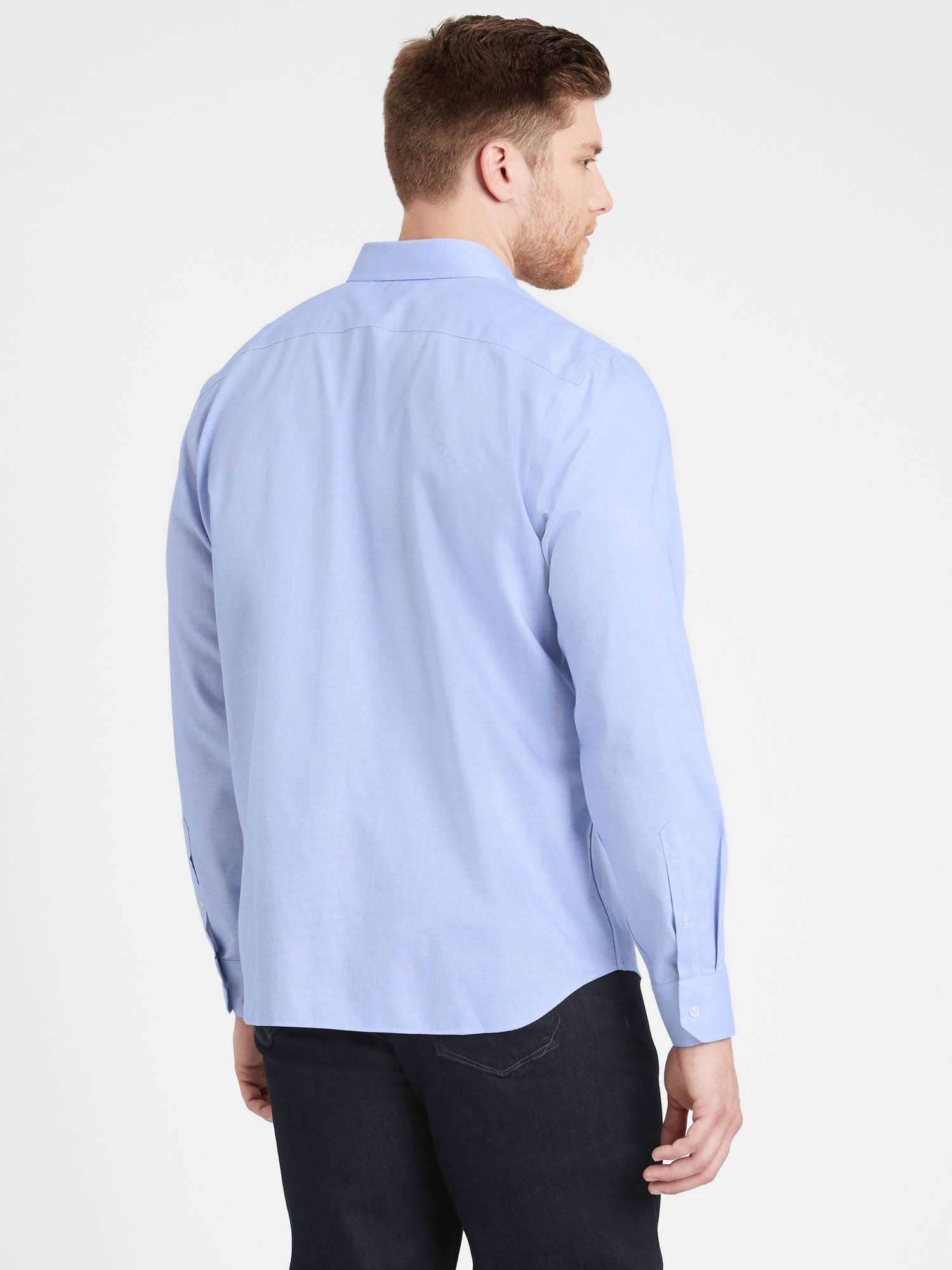 Banana Republic men's Untucked Slim-Fit Non-Iron Dress Shirt Basic Blue Size XL