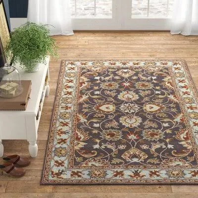 Massima Oriental Handmade Tufted Wool Charcoal Area Rug Birch Lane Rug Size: Rectangle 10& x 14&