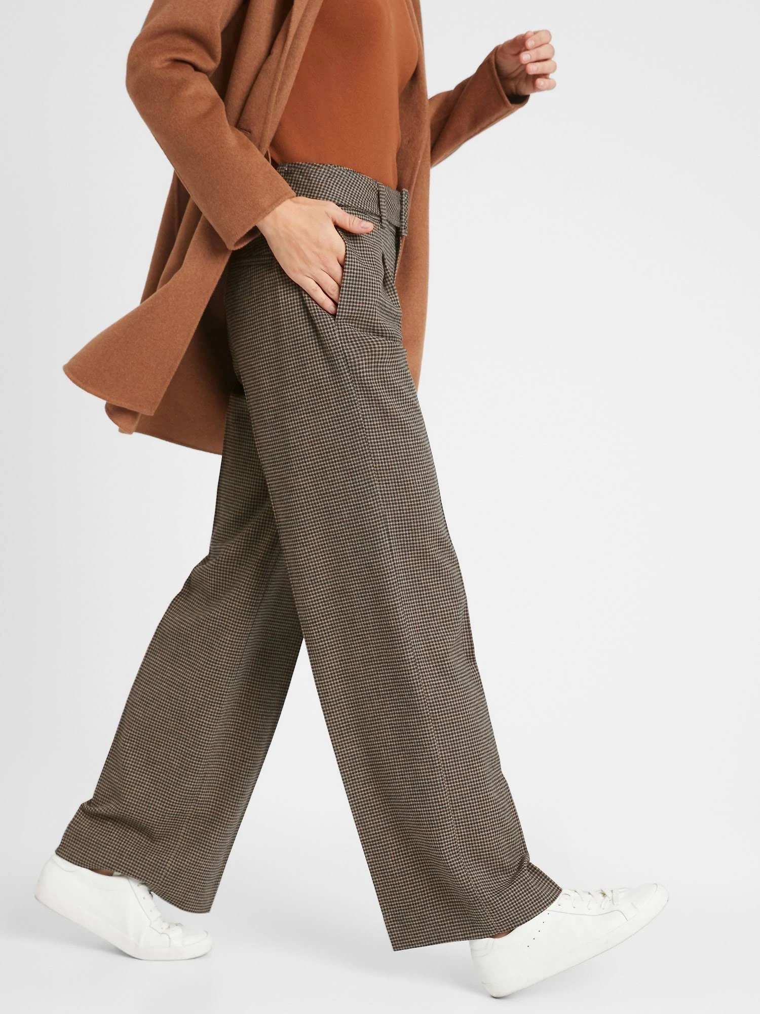 Banana Republic Women's High-Rise Slim Wide-Leg Flannel Pant Plaid Size 0 Regular
