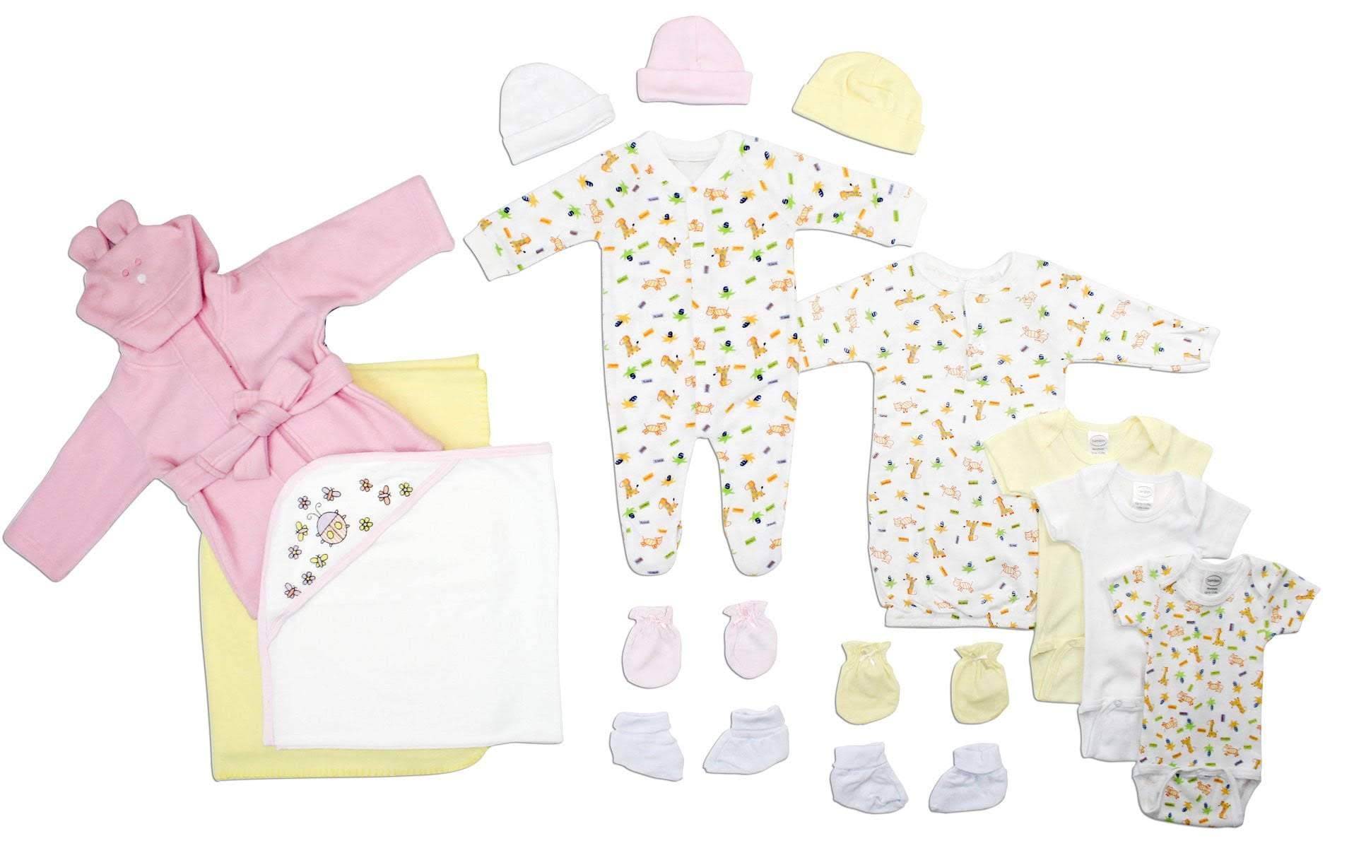 Bambini Newborn Baby Girls 15 PC Layette Baby Shower Gift Set Newborn / White/Pink