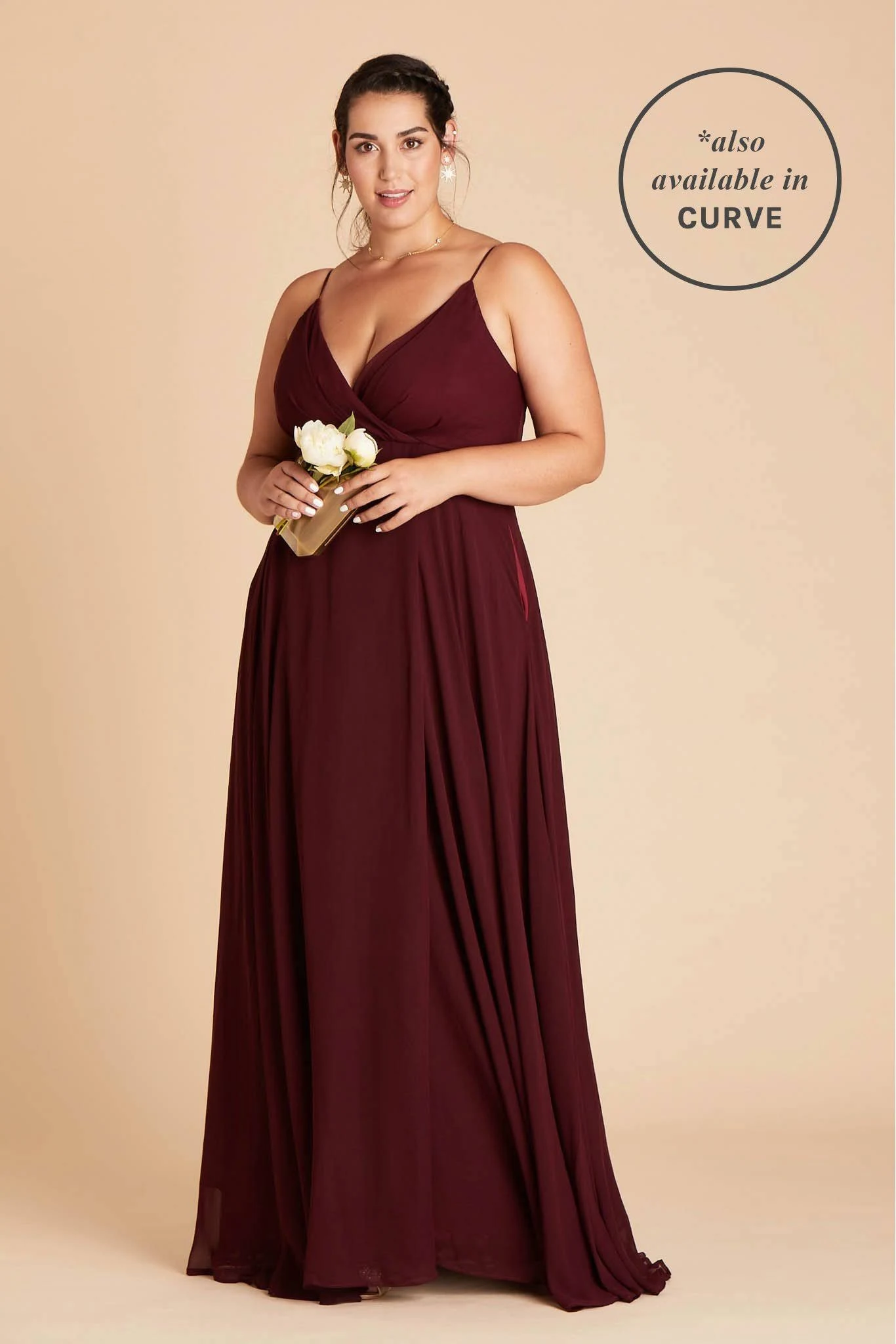 Birdy Grey Kaia Chiffon Bridesmaid Dress in Cabernet S / Cabernet