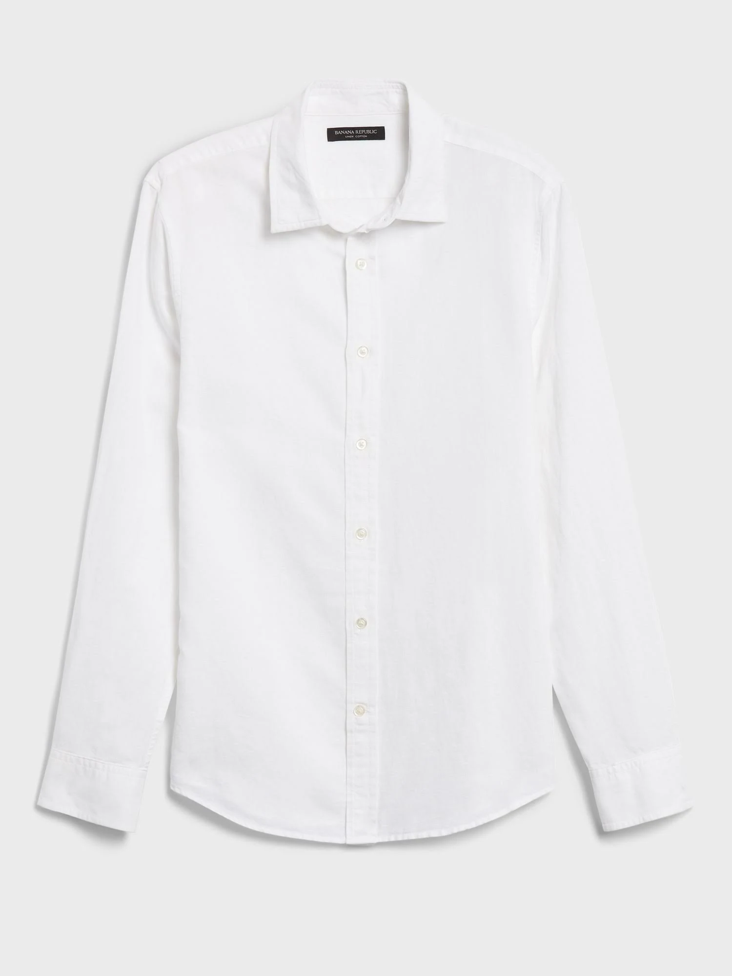 Banana Republic Men's Untucked Slim-Fit Linen-Cotton Shirt White Size XL