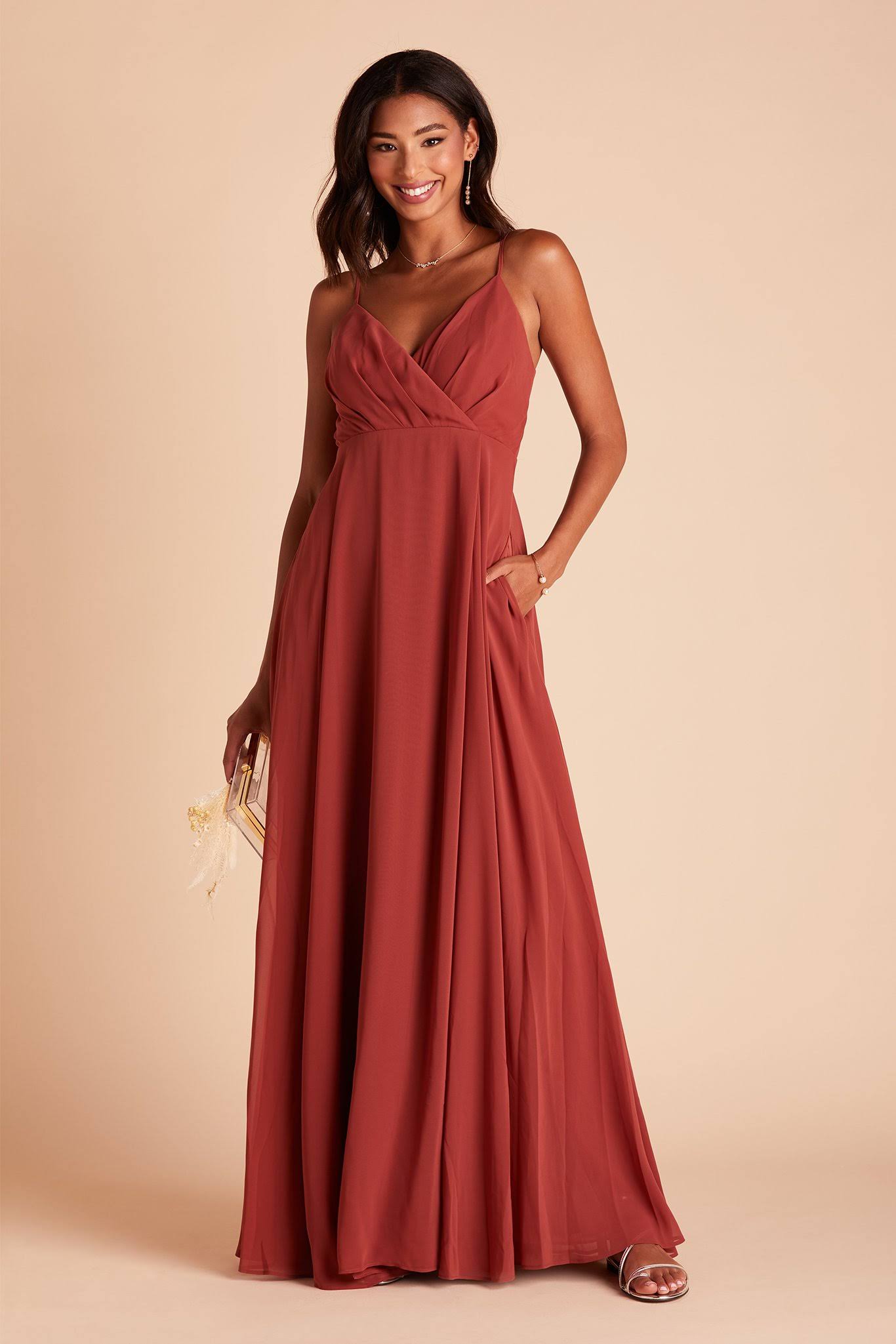 Birdy Grey Kaia Chiffon Bridesmaid Dress in Spice L / Spice