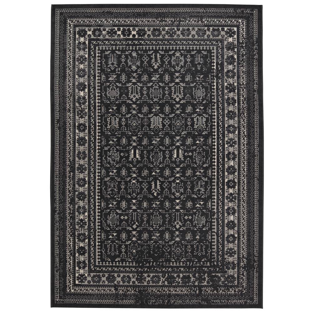 BALTA Kent 5 x 7 Black Outdoor Border Area Rug | 3001082