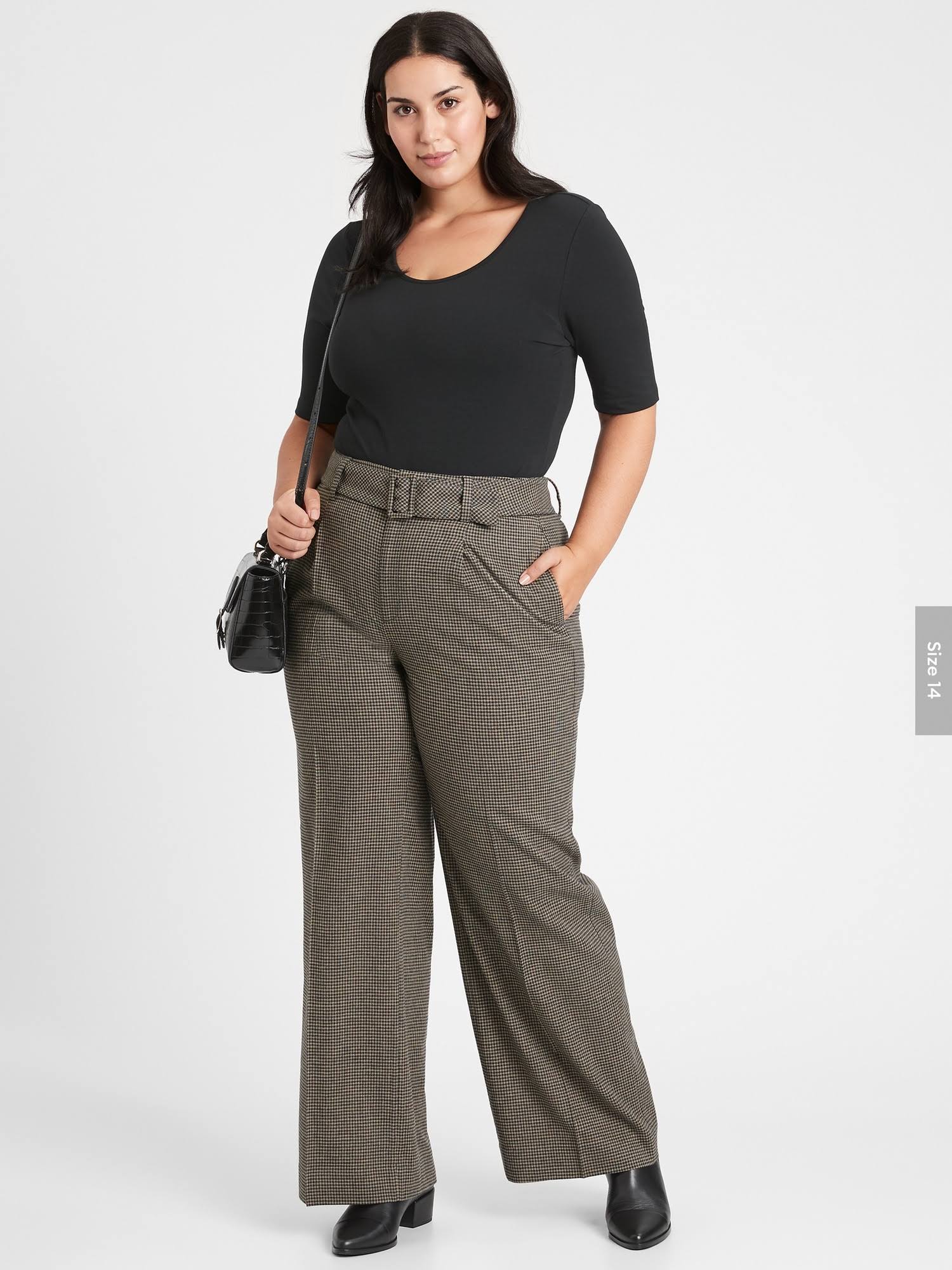 Banana Republic Women's High-Rise Slim Wide-Leg Flannel Pant Plaid Size 2 Regular