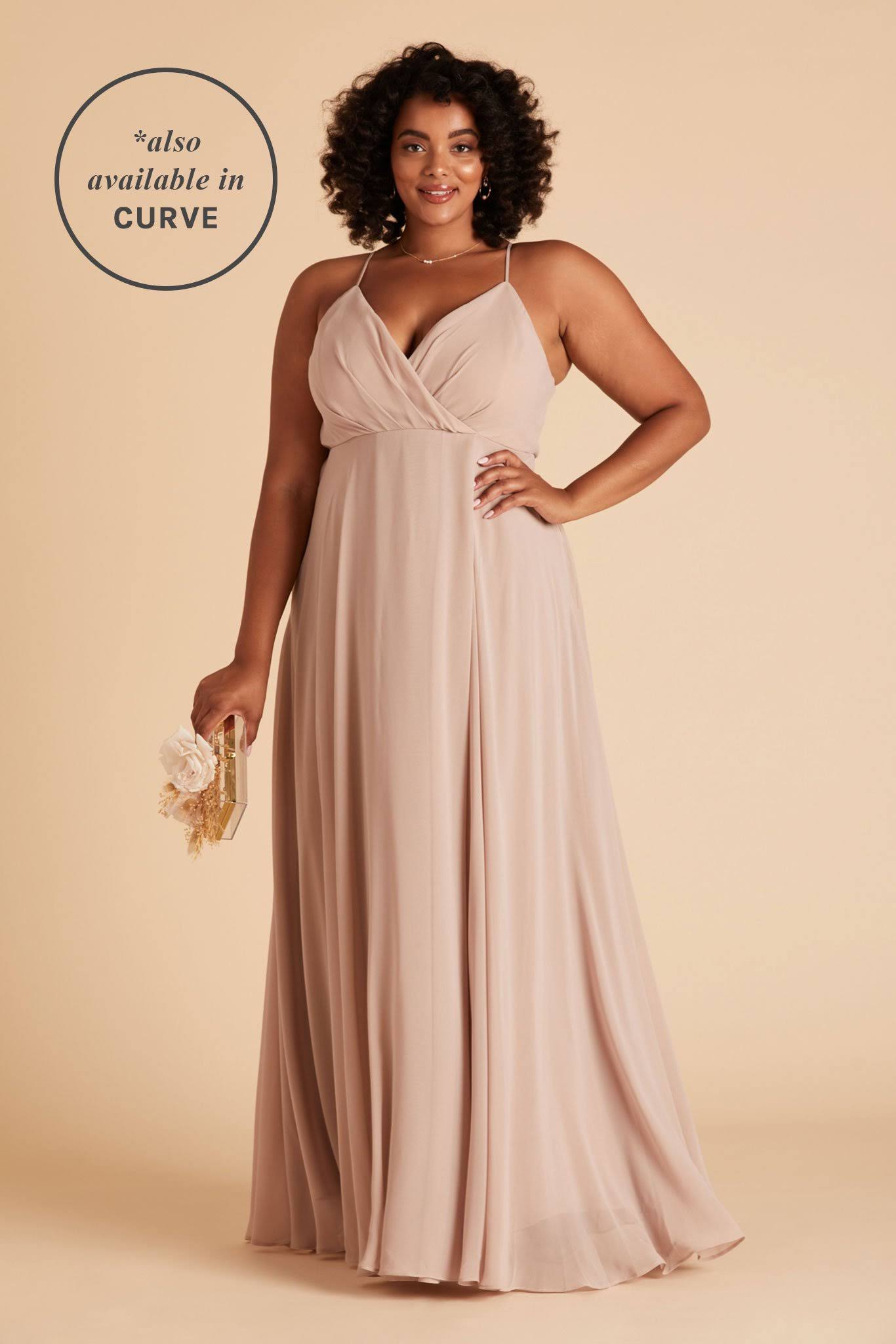 Birdy Grey Kaia Chiffon Bridesmaid Dress in Taupe XL / Taupe