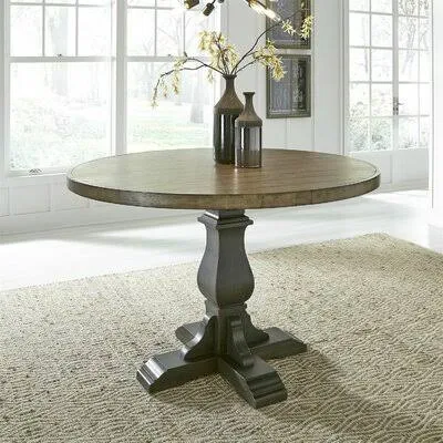 Nia Pedestal Dining Table Color: Black