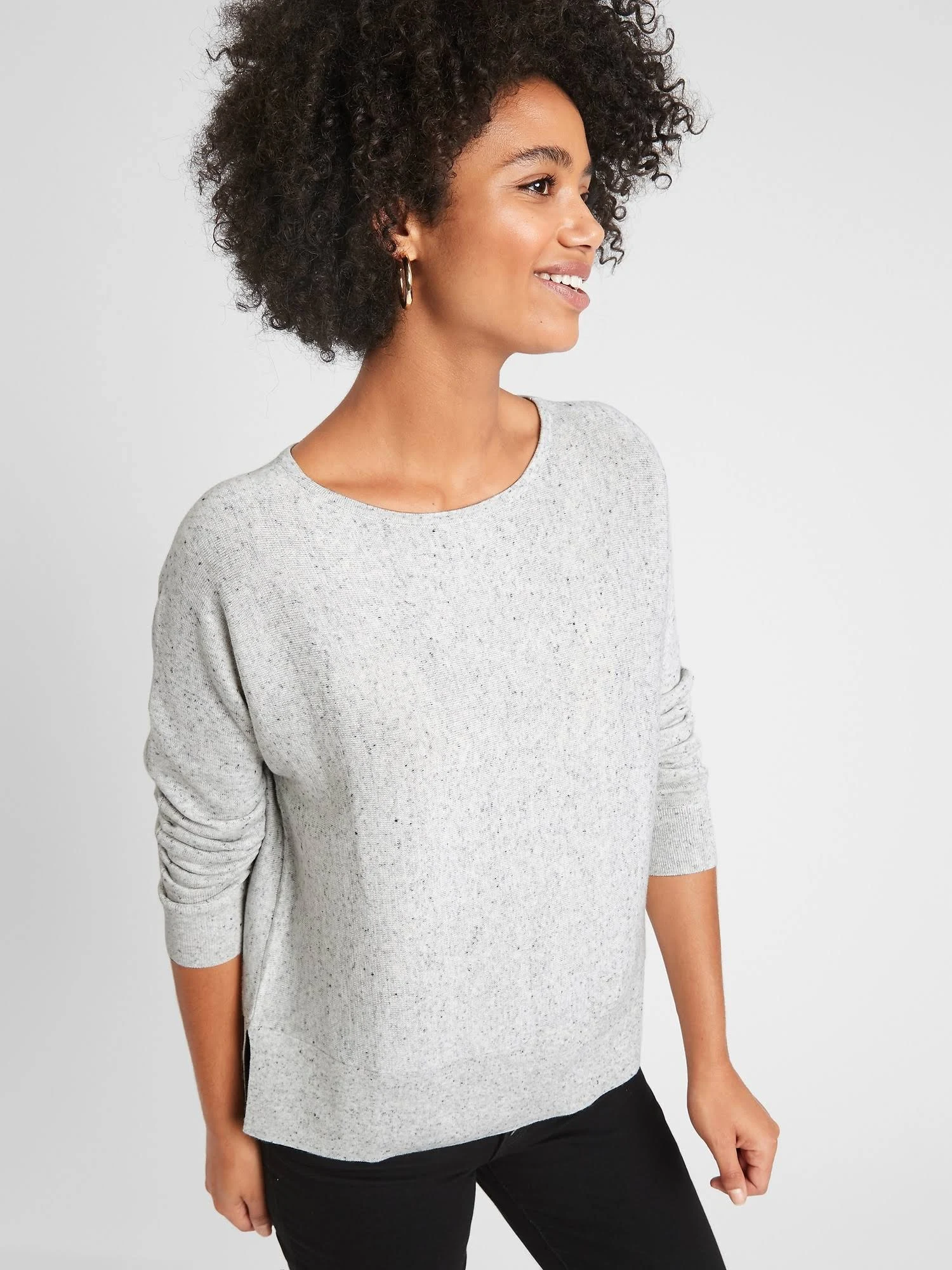 Women's Fleck Boat-Neck Sweater Light Grey