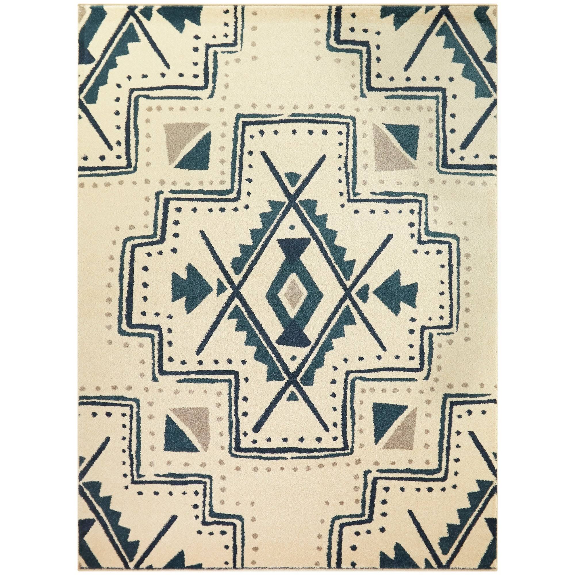 BALTA Firuza Blue 5 ft. x 7 ft. Southwestern Tribal Area Rug