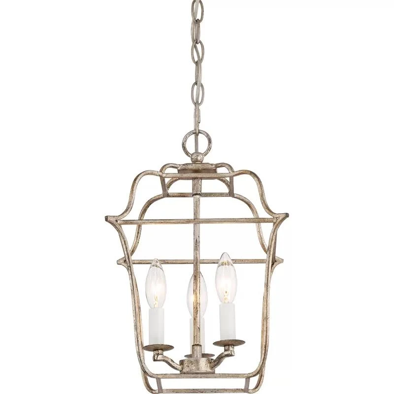 Chloe 3 - Light Lantern Geometric Pendant - Century Silver Leaf