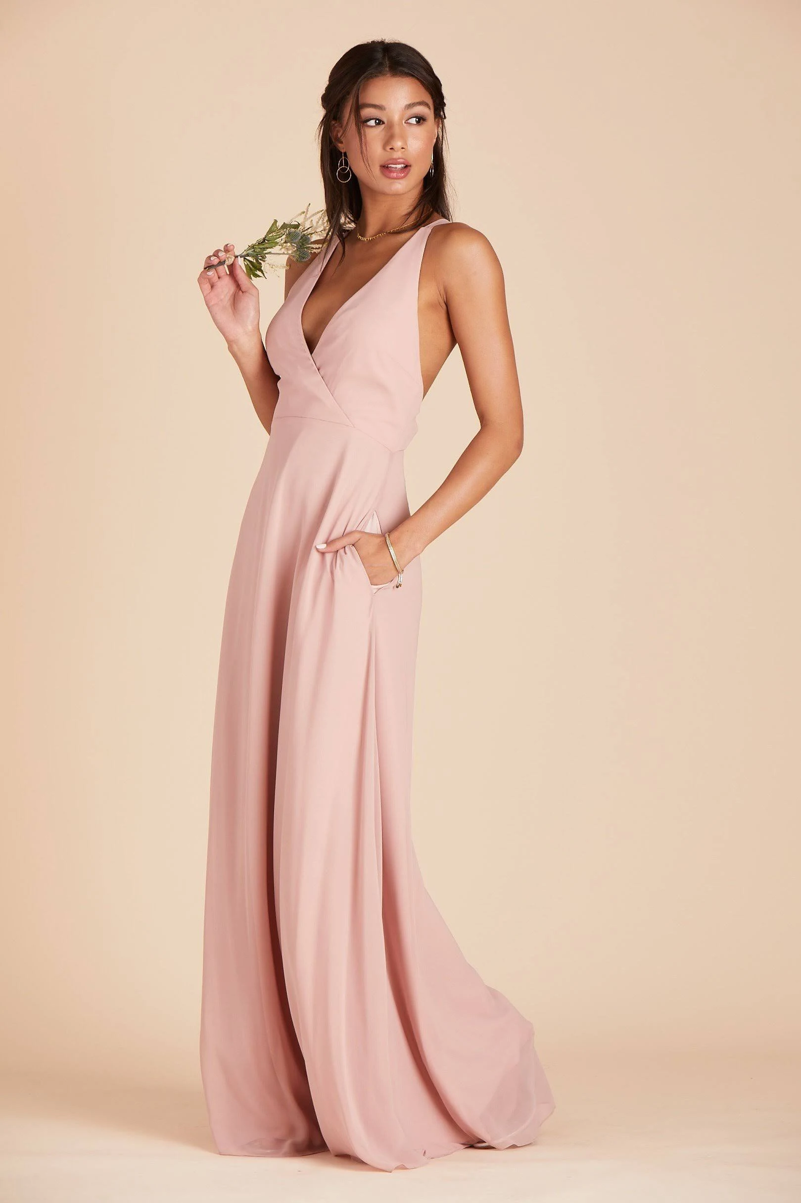 Birdy Grey Moni Convertible Chiffon Bridesmaid Dress in Rose Quartz 2XL / Rose Quartz