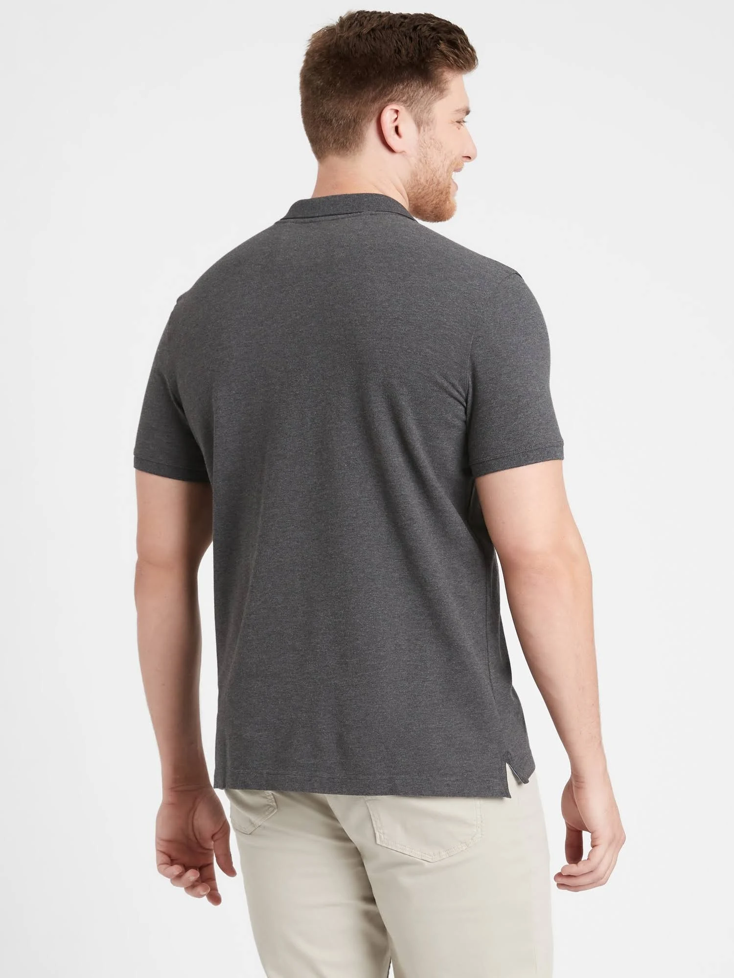 Banana Republic Men's Slim Signature Pique Polo Shirt Dark Charcoal Heather Size XL