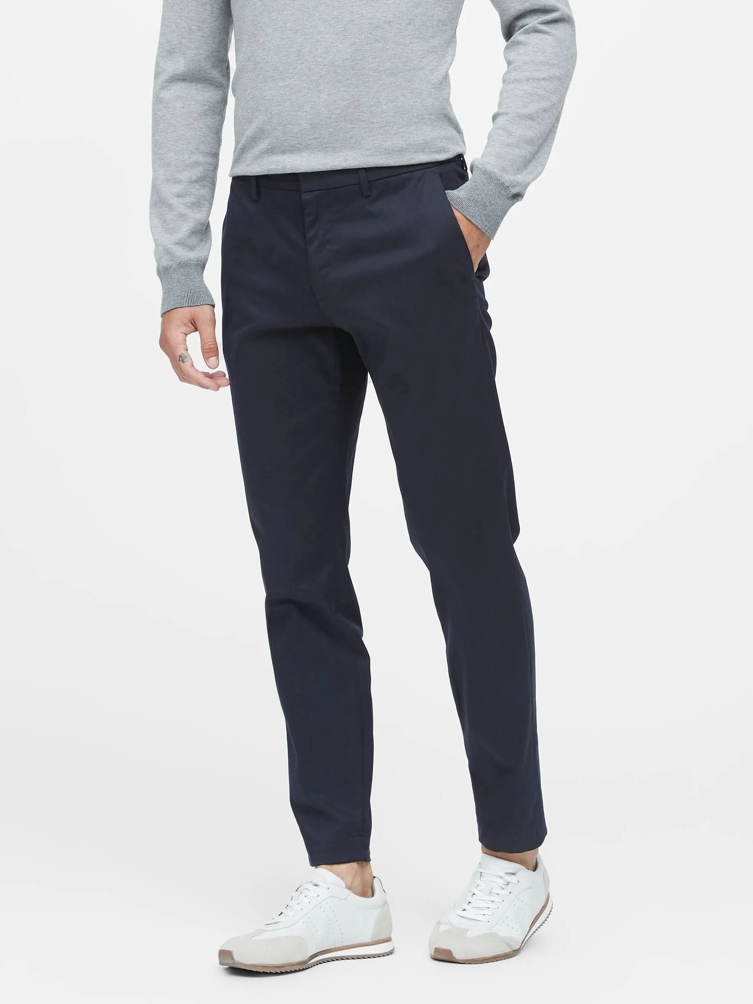 Banana Republic Men's Mason Athletic Tapered Rapid Movement Chino Pant Navy Blue Tall Size 32W 36L