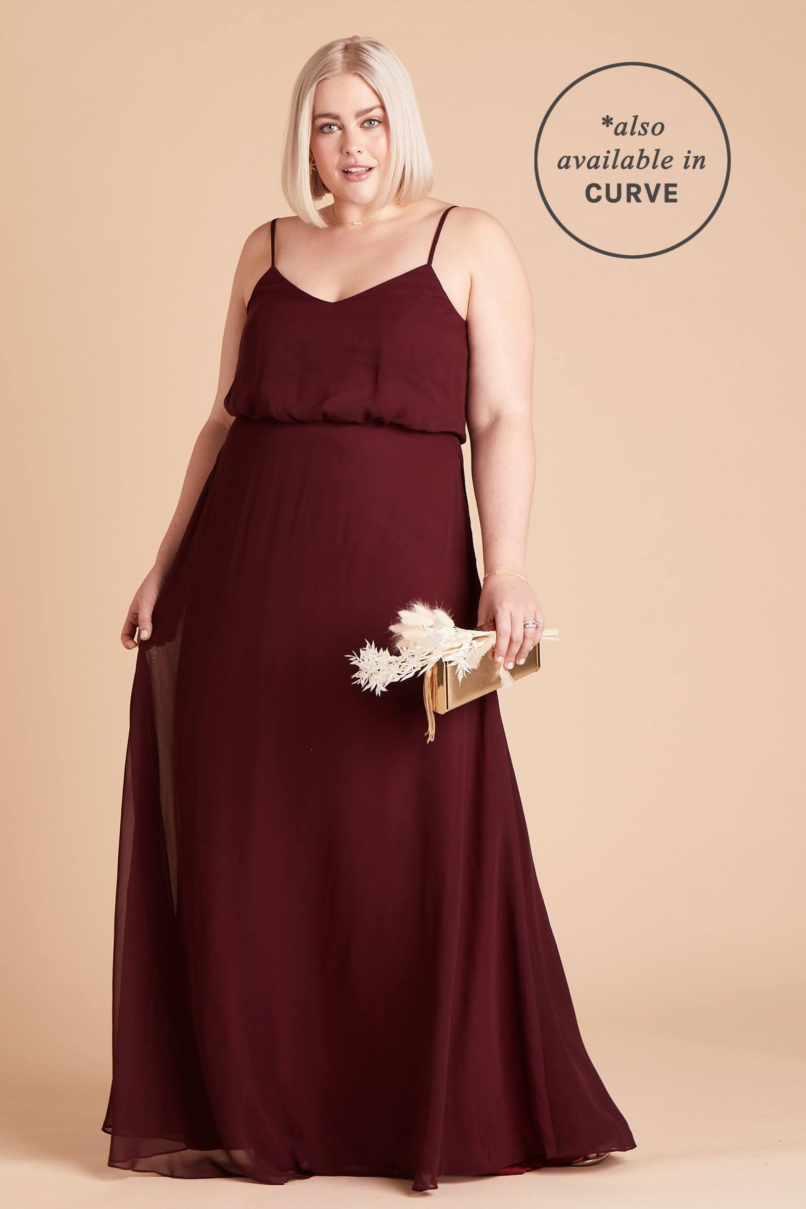 Gwennie Chiffon Bridesmaid Dress in Cabernet L / Cabernet / No Slit