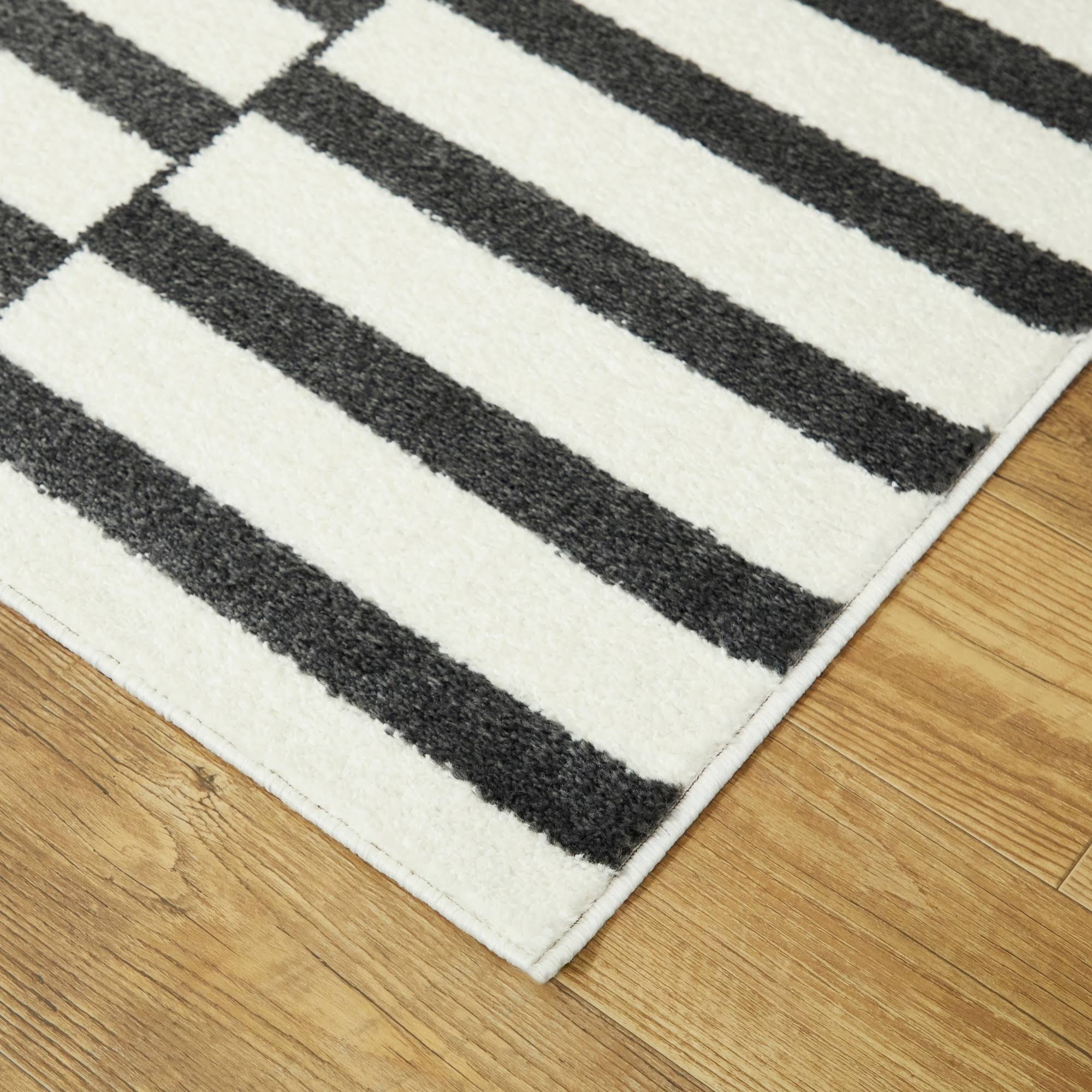 BALTA Dewey Striped Black 5 ft. x 7 ft. Area Rug