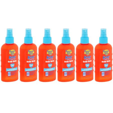 6 Pack Banana Boat Sport Quik Dri Scalp Spray Sunscreen SPF 30, 6oz Each