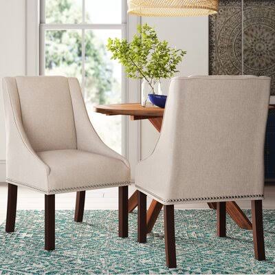 Dracut Linen Upholstered Arm Chair Birch Lane Upholstery Color: Smoke, Leg Color: Espresso