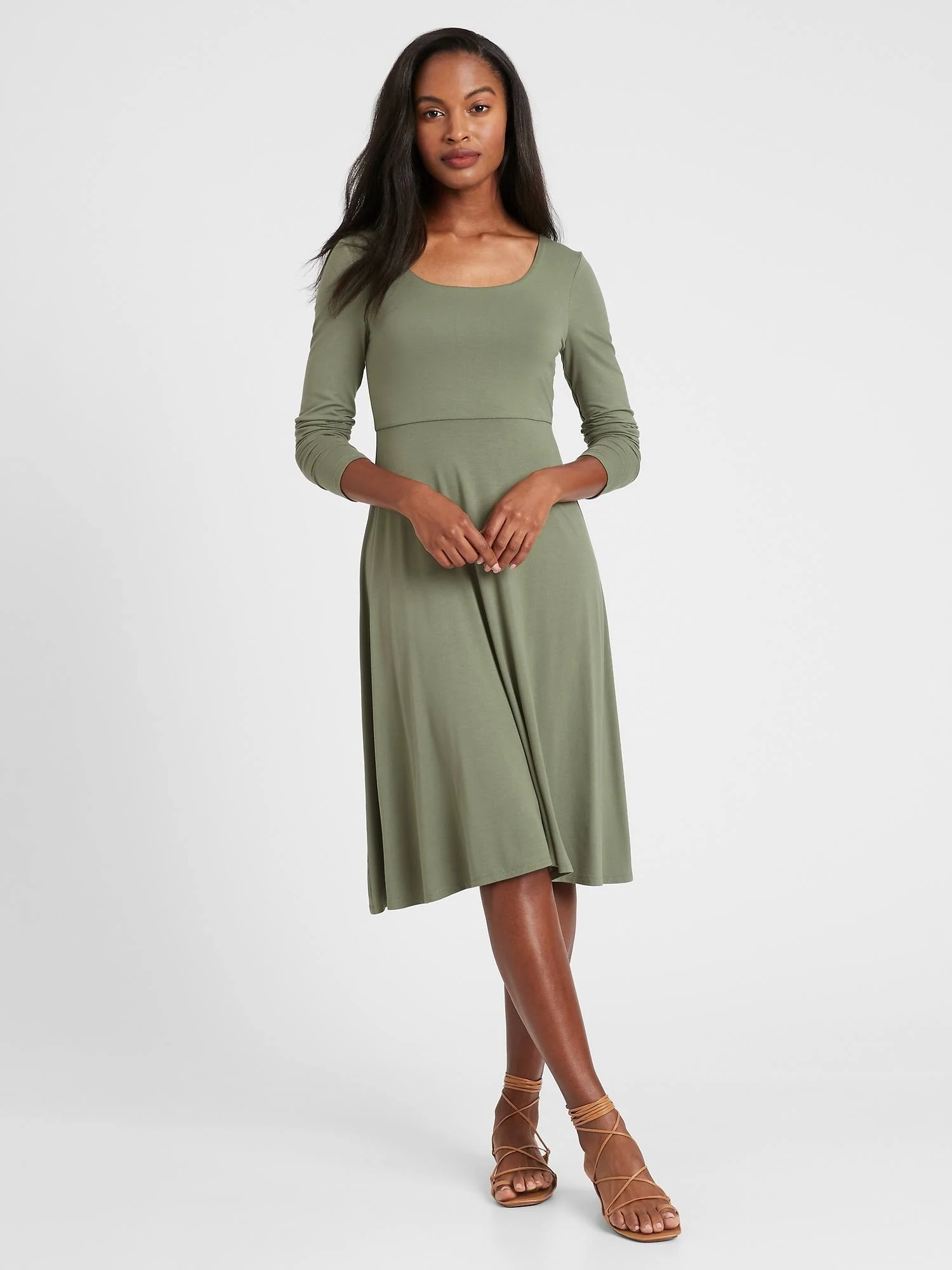 Banana Republic Women's Scoop-Neck Knit Dress Flight Jacket Green Size Xs