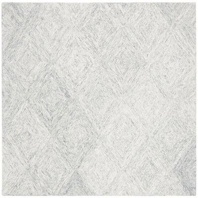 Deane Geometric Handmade Tufted Wool Silver Area Rug Rug Size: Square 6&
