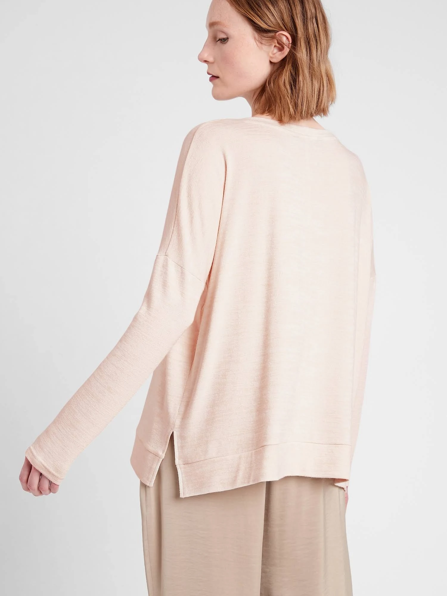 Banana Republic Women's Relaxed Luxespun Top Almond Amaretto Beige Size S