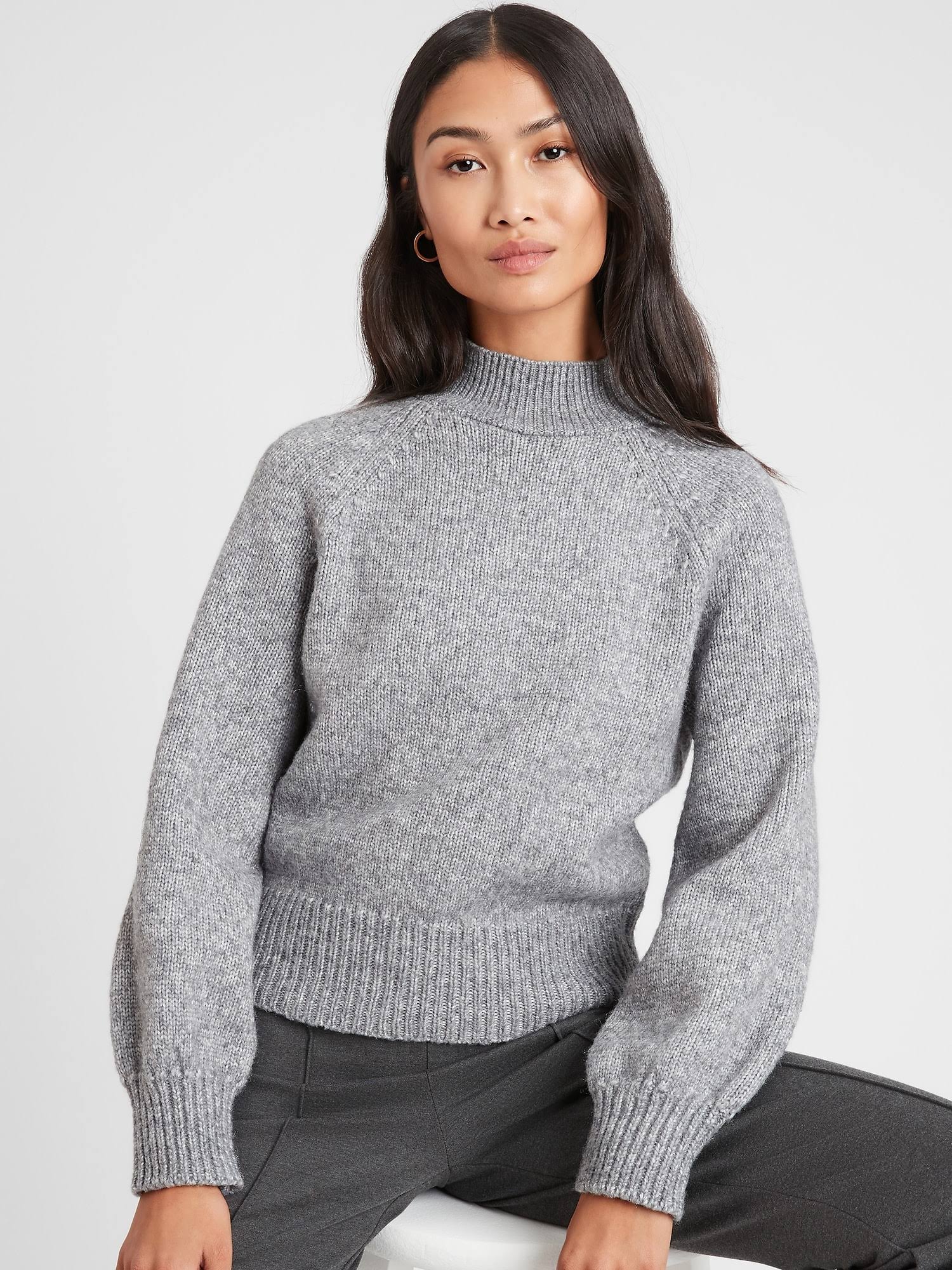 Women's Spacedye Mock-Neck Sweater Grey
