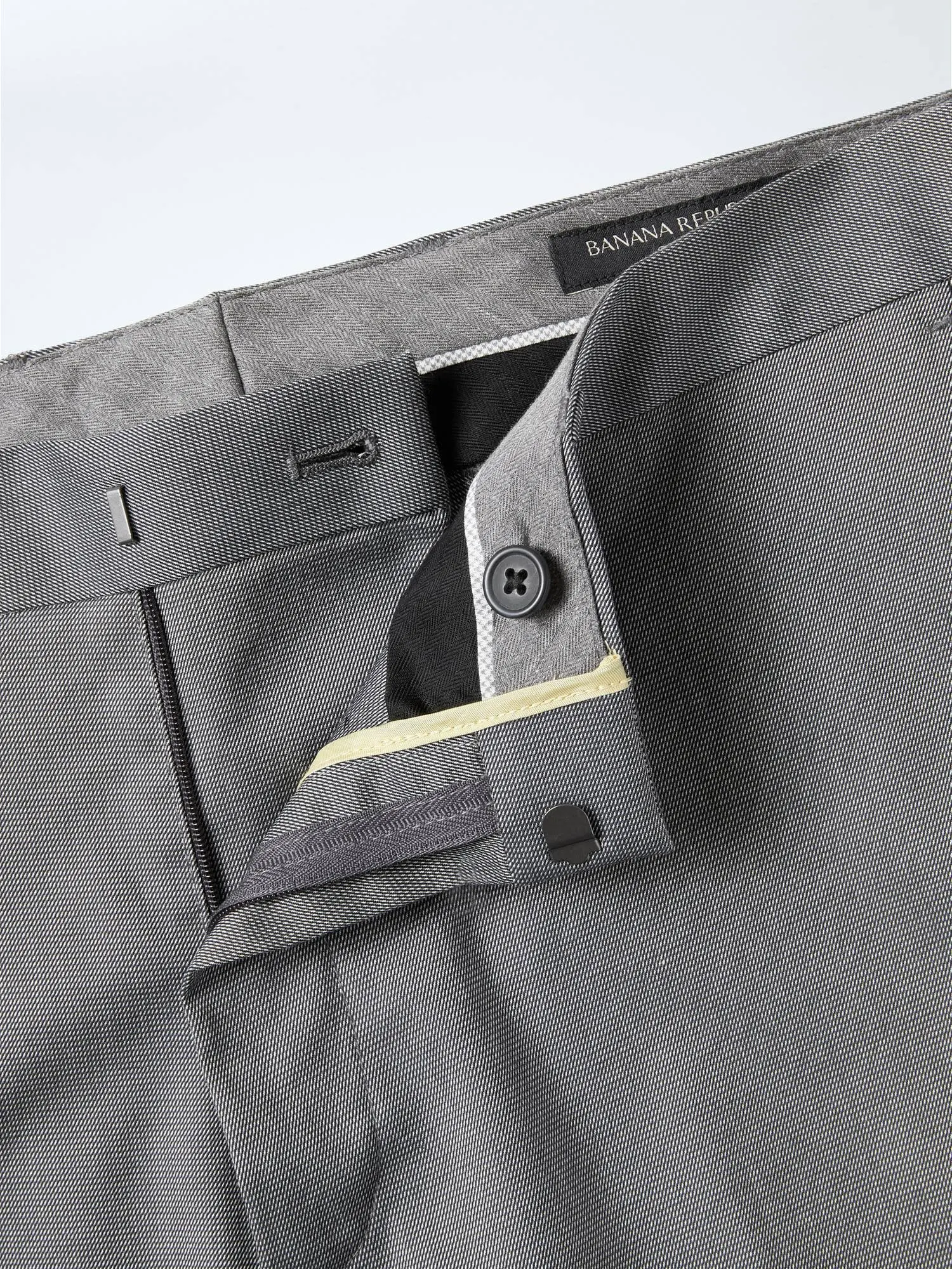 Banana Republic Men's Slim Non-Iron Stretch Cotton Solid Pant Gray Size 34W 32L