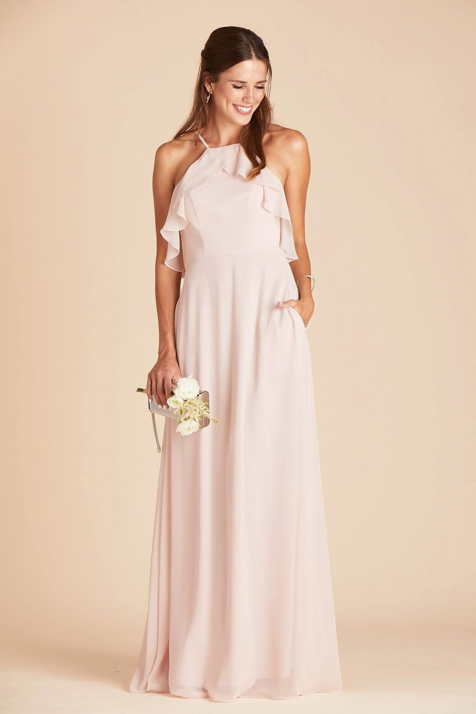 Jules Chiffon Bridesmaid Dress in Pale Blush Xs / Pale Blush
