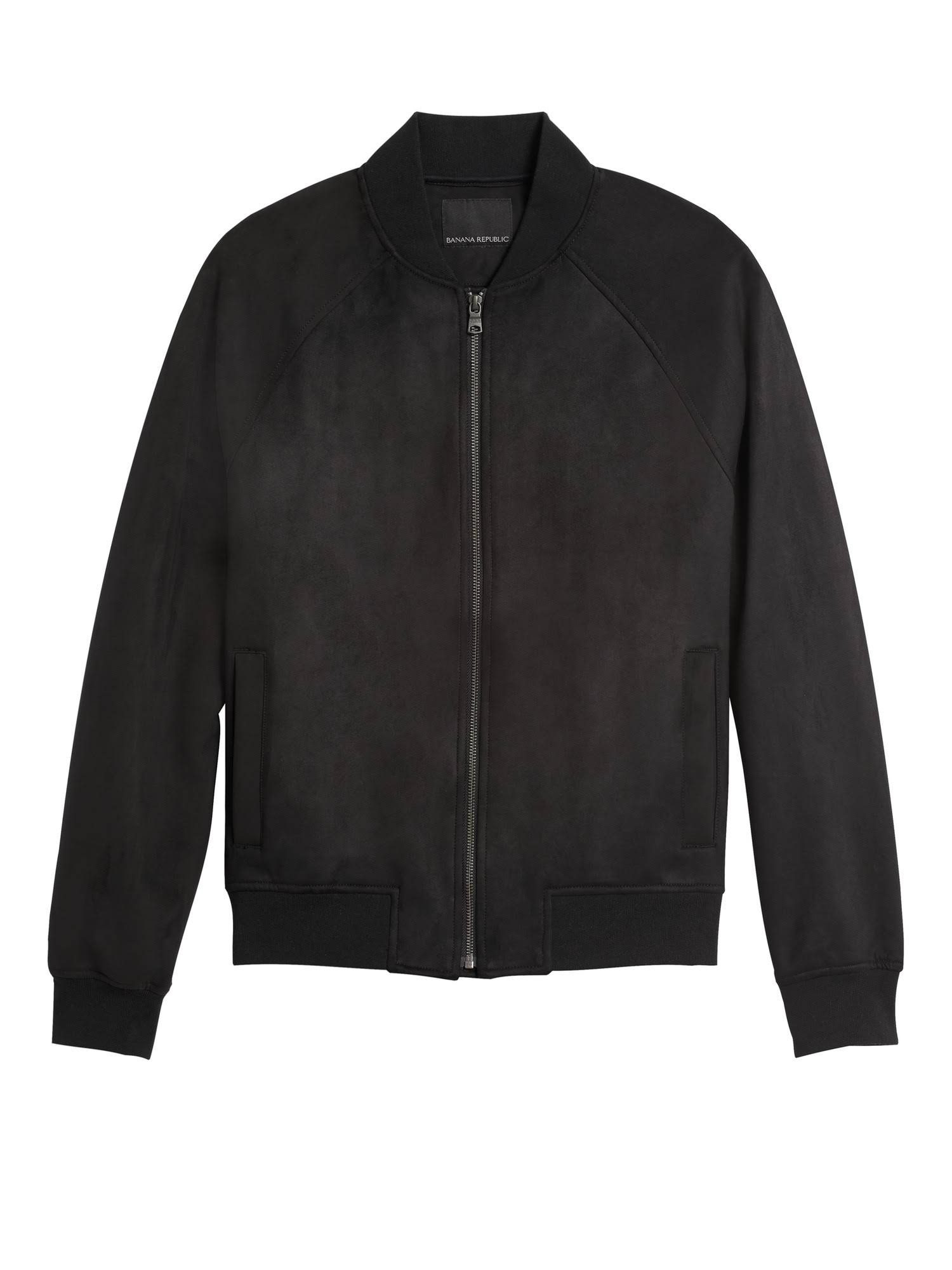 Banana Republic Men's Vegan Suede Bomber Jacket Black Size M
