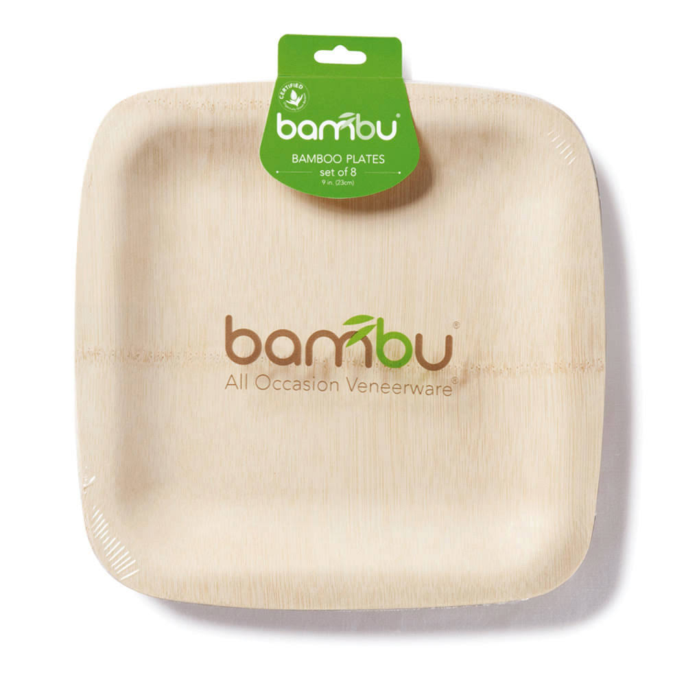Bambu Veneerware 11x22 Disposable Square Bamboo Plates