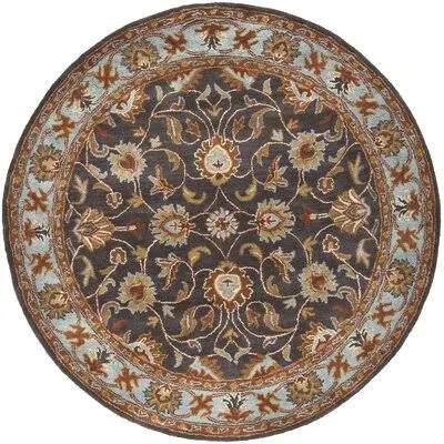 Massima Oriental Handmade Tufted Wool Charcoal Area Rug Birch Lane Rug Size: Round 6&