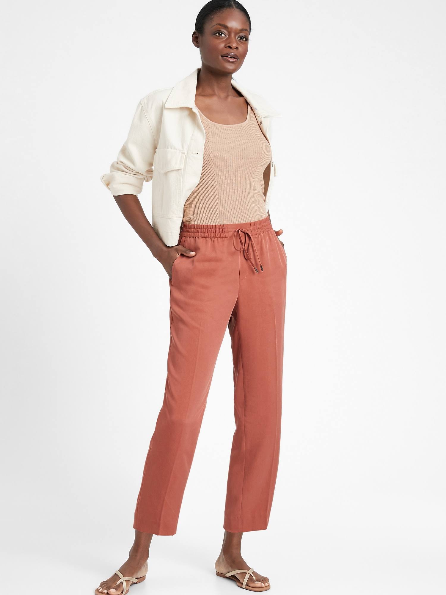 Banana Republic Women's Slim Tencel Pant Copper Clay Size XL