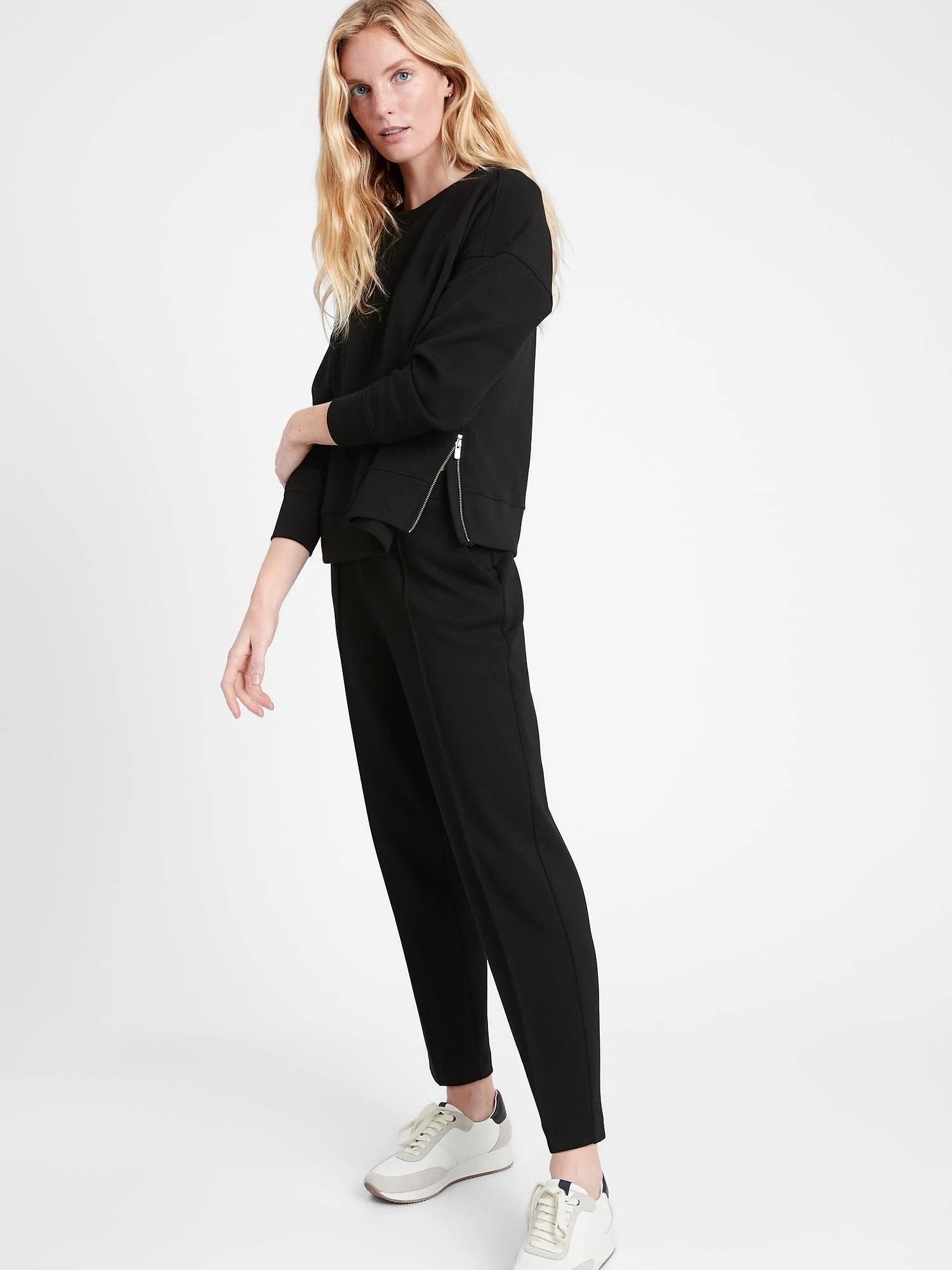 Banana Republic Women's Scuba-Knit Side-Zip Sweatshirt Black Size Xs