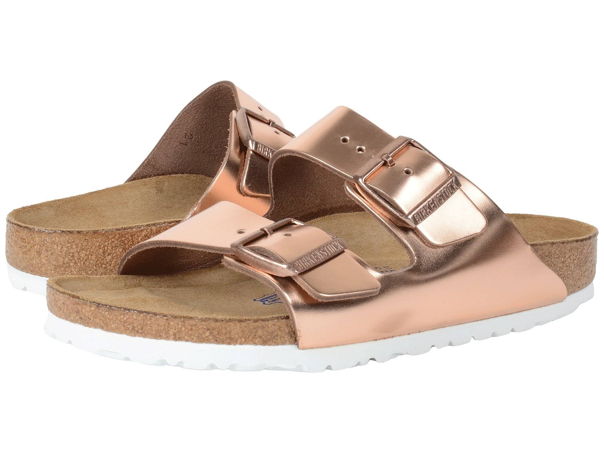 Birkenstock Women's Arizona Soft Footbed Sandal - 42 - Metallic Copper Leather