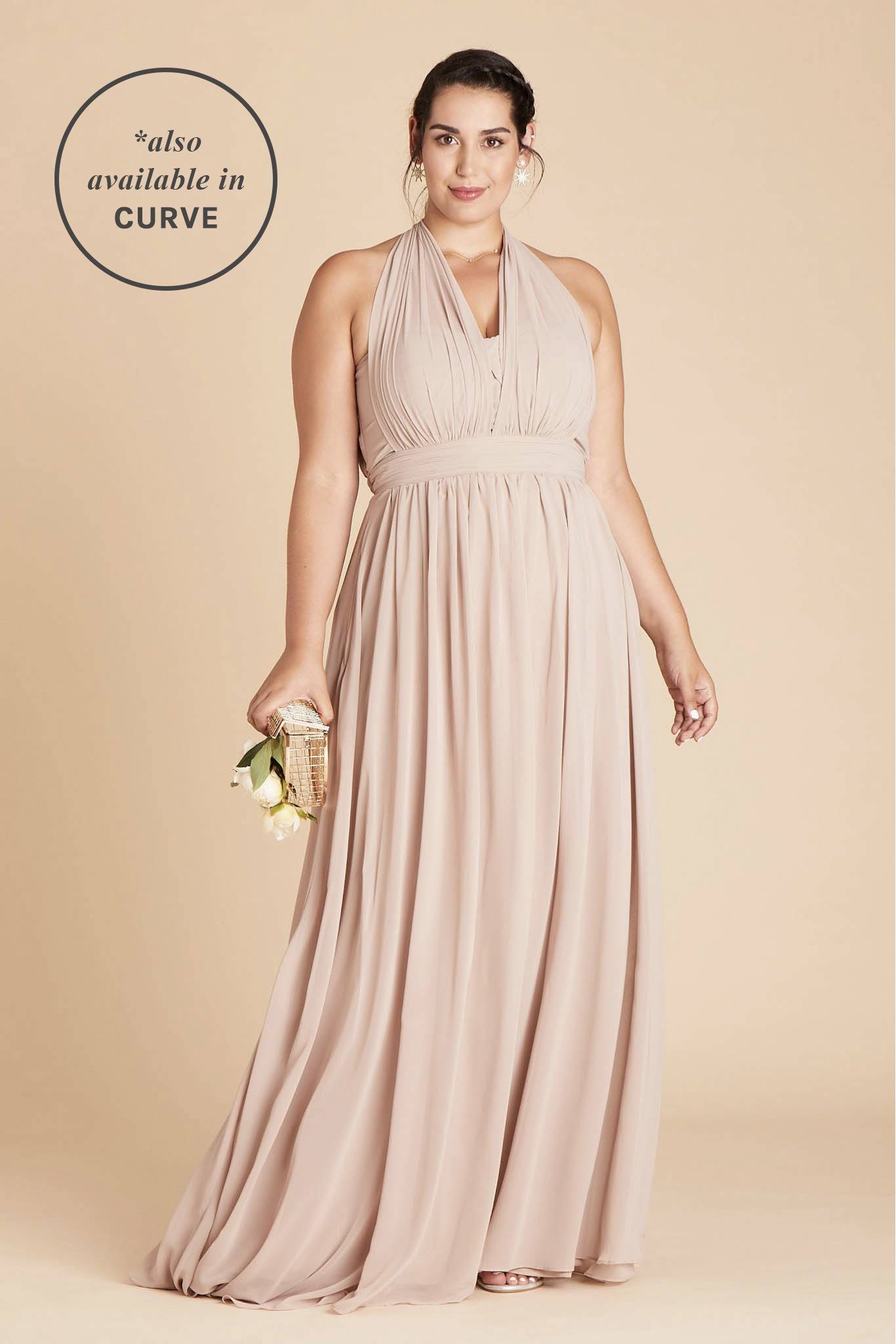 Birdy Grey Grace Convertible Chiffon Bridesmaid Dress in Taupe Xs / Taupe / No Slit