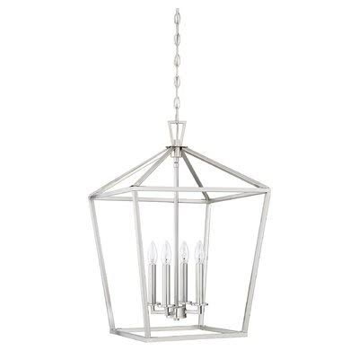 Israel 4 - Light Lantern Geometric Chandelier Birch Lane Heritage Finish: Satin Nickel