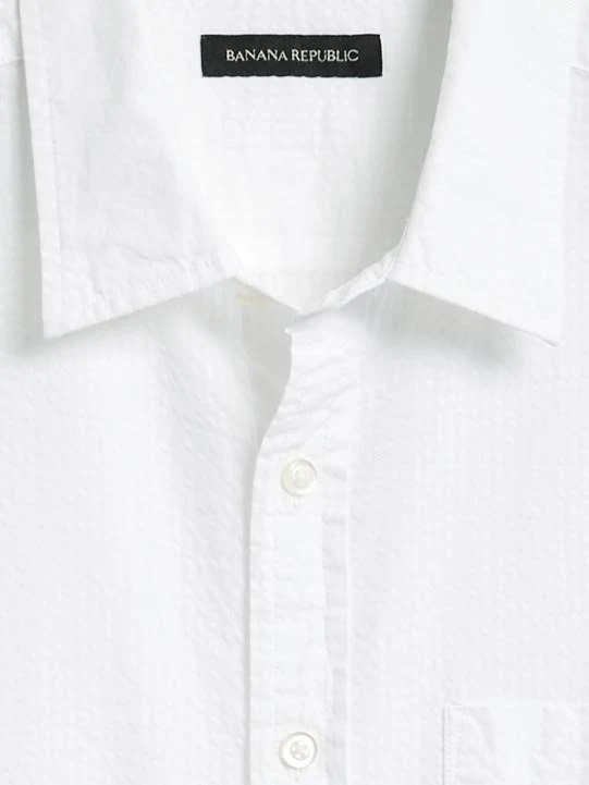 Banana Republic Men's Slim-Fit Seersucker Shirt White Size L
