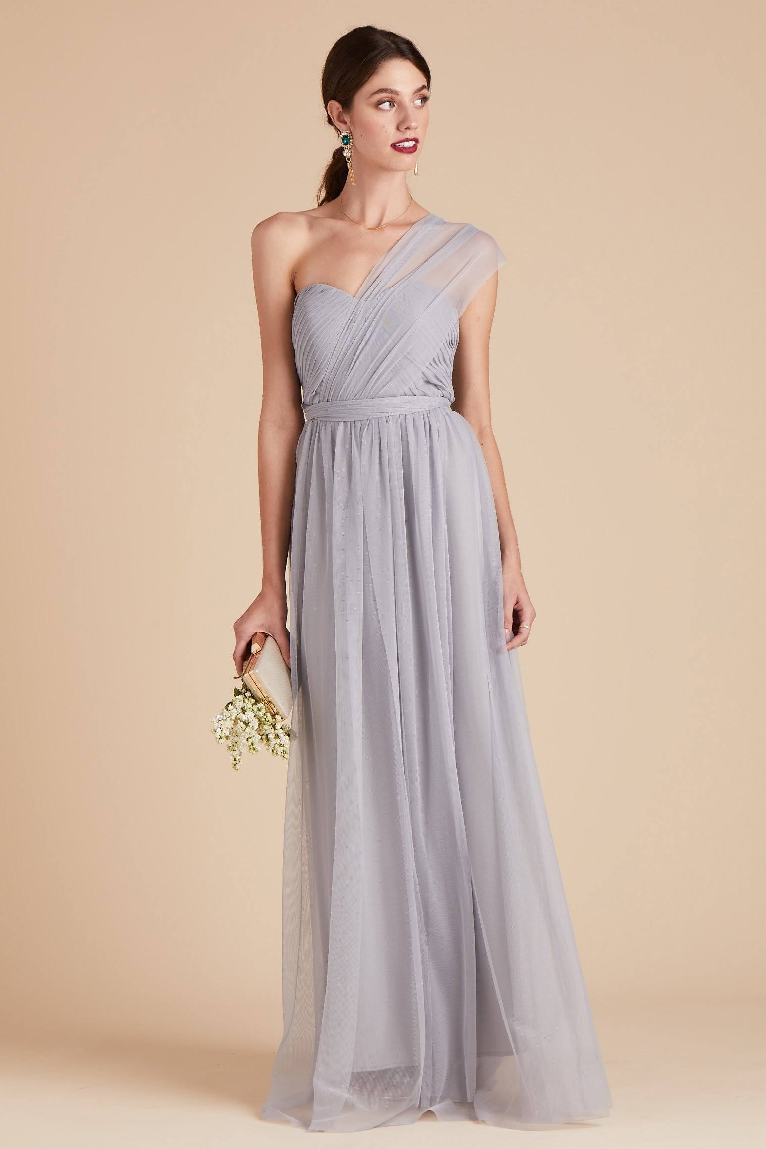 Birdy Grey Christina Convertible Tulle Bridesmaid Dress in Silver XXL / Silver