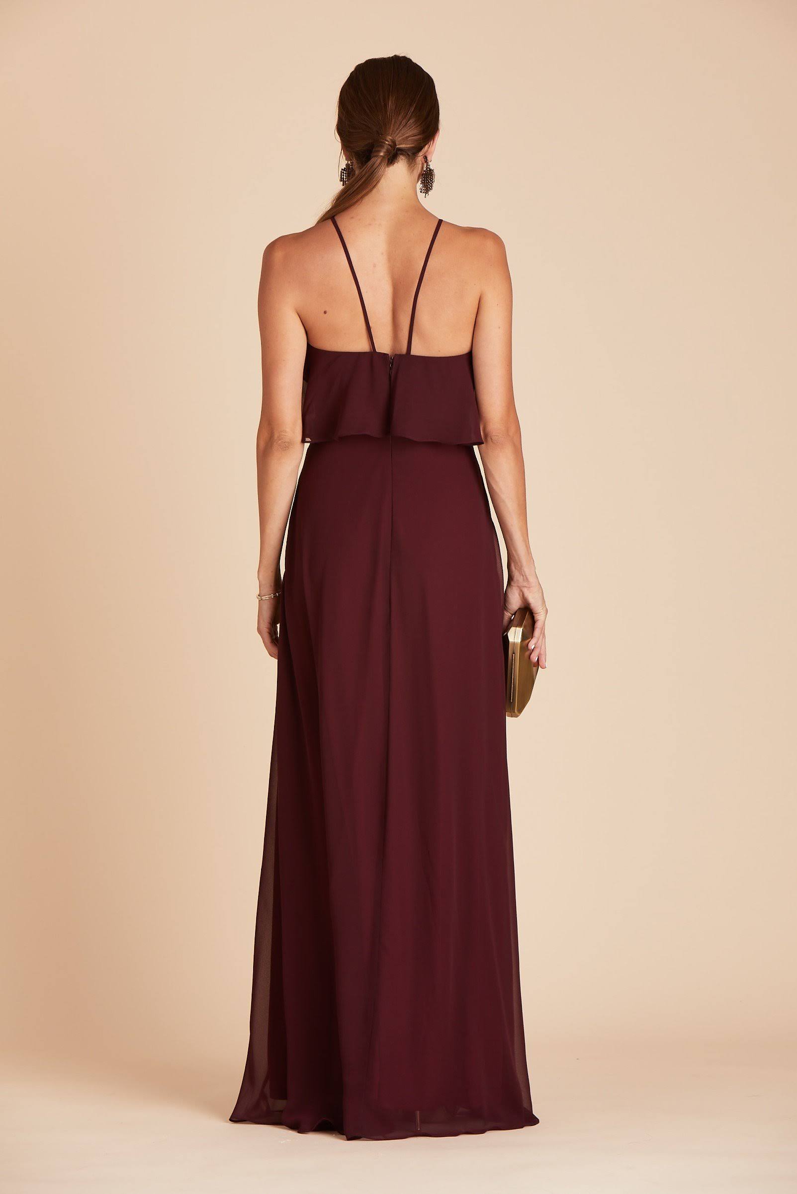 Birdy Grey Jules Chiffon Bridesmaid Dress in Cabernet L / Cabernet