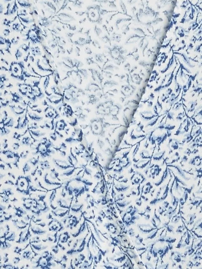 Banana Republic Women's Ecovero Wrap Top Navy Blue Ikat Size Xxs