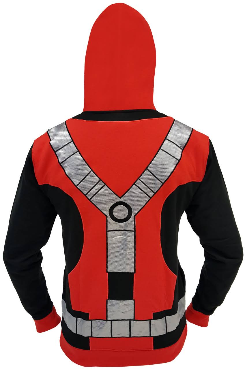 Deadpool Zip Up Full Mask Hoodie Red