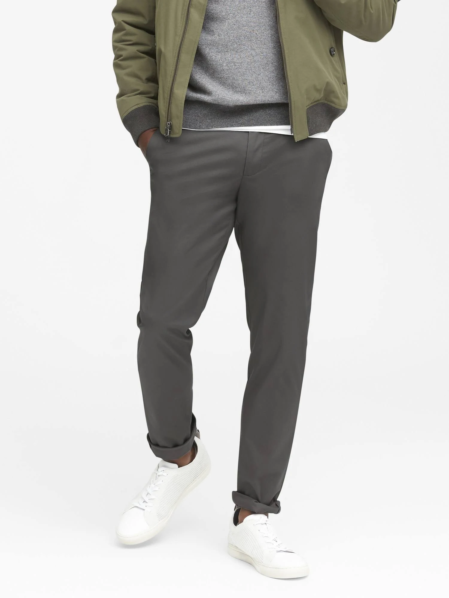 Banana Republic Men's Aiden Slim Core Temp Pant Jupiter Gray Size 36W 34L